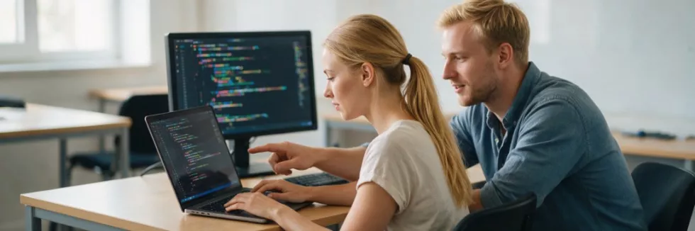 Podstawy-programowania-test-Kobieta-uczy-sie-programowania-na-laptopie