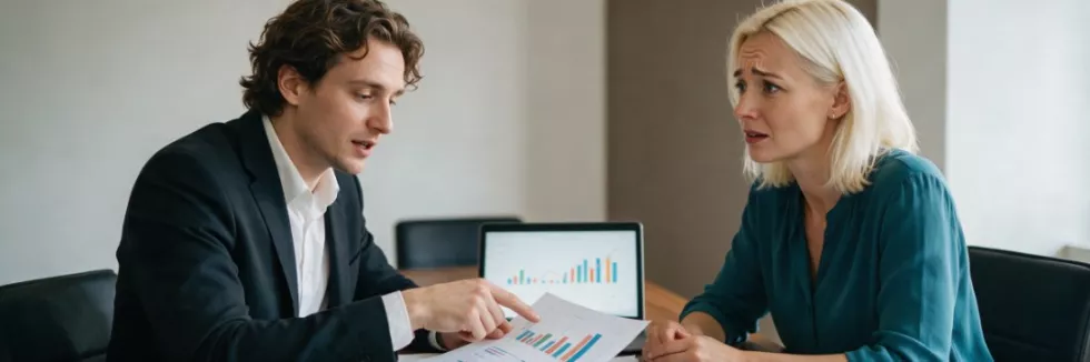 prawnik rozmawia z przedsiębiorczynią o finansach