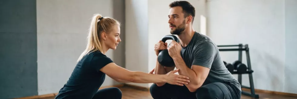 Trener-Personalny-test-Trenerka-personalna-koryguje-przysiad-klienta
