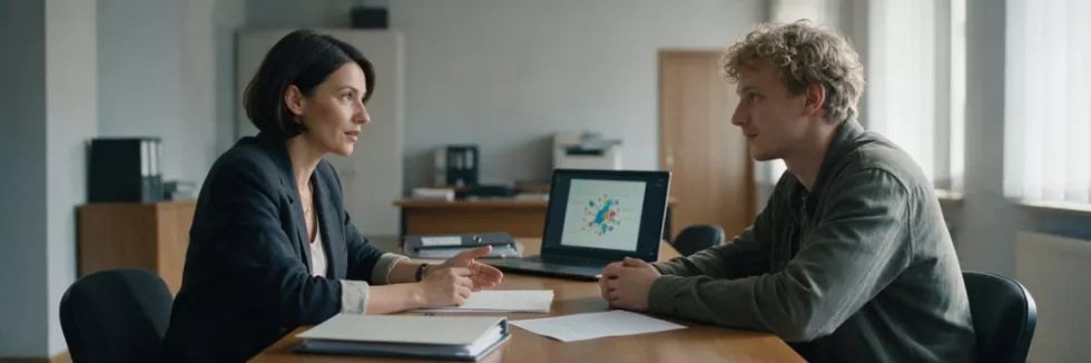 Administracja-prawo-zarzadzanie-i-organizacja-test-Kierowniczka-omawia-organizacje-pracy-z-pracownikiem