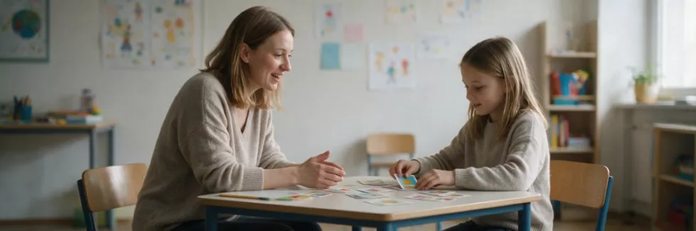 psychopedagożka rozmawia z dziewczynką