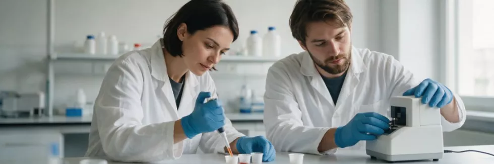 Chemia-test-Dwoje-chemikow-pracuje-w-laboratorium