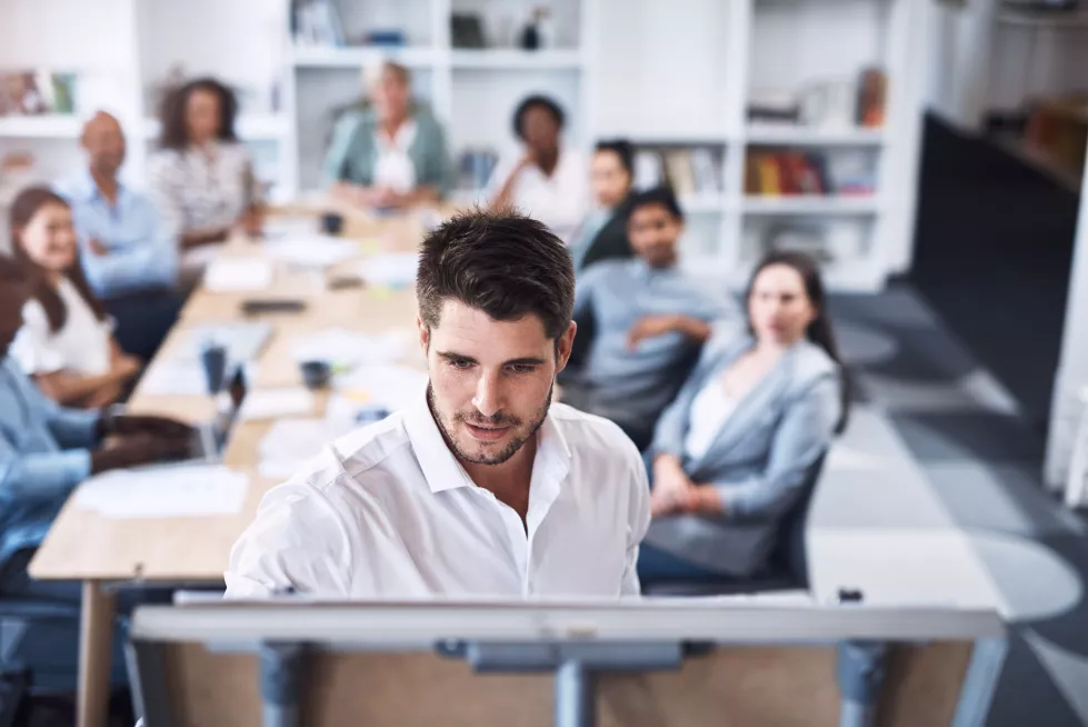 man-presentation-whiteboard-office-team-building-strategy-teaching-job-people-audience-writing-company-workshop-training-business-planning-results