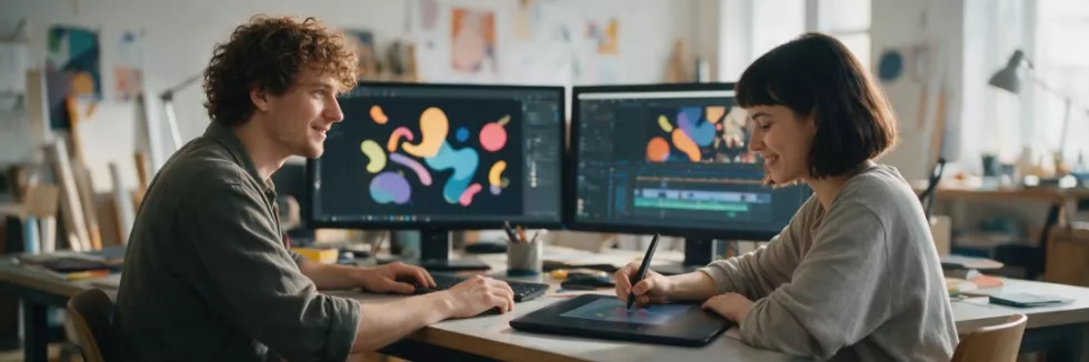 Grafika-komputerowa-i-techniki-multimedialne-test-Graficy-przy-monitorach-w-studiu