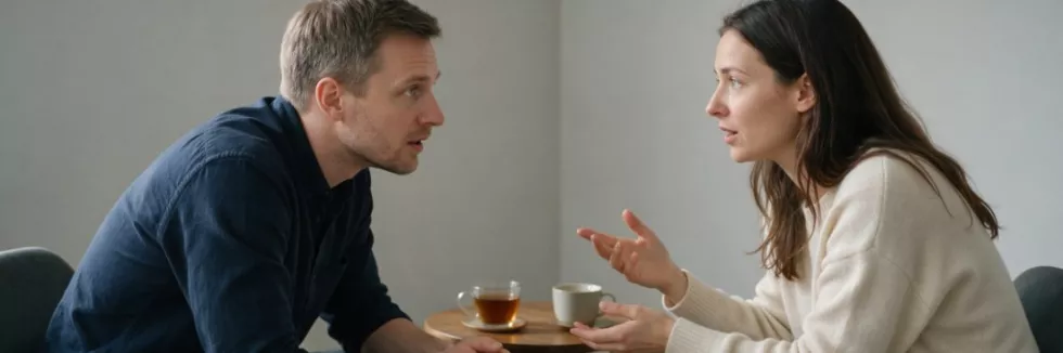 coach rozmawia z klientką przy stoliku