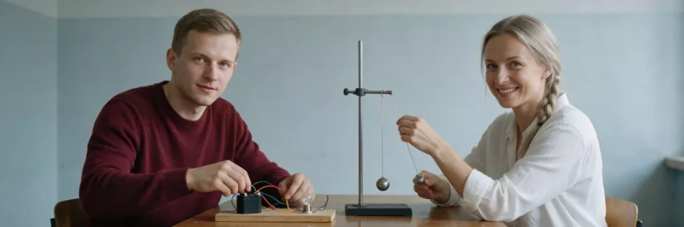 nauczyciele fizyki budują obwód elektryczny