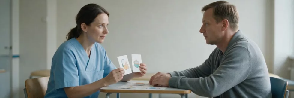 neurologopedka ćwiczy mowę z pacjentem