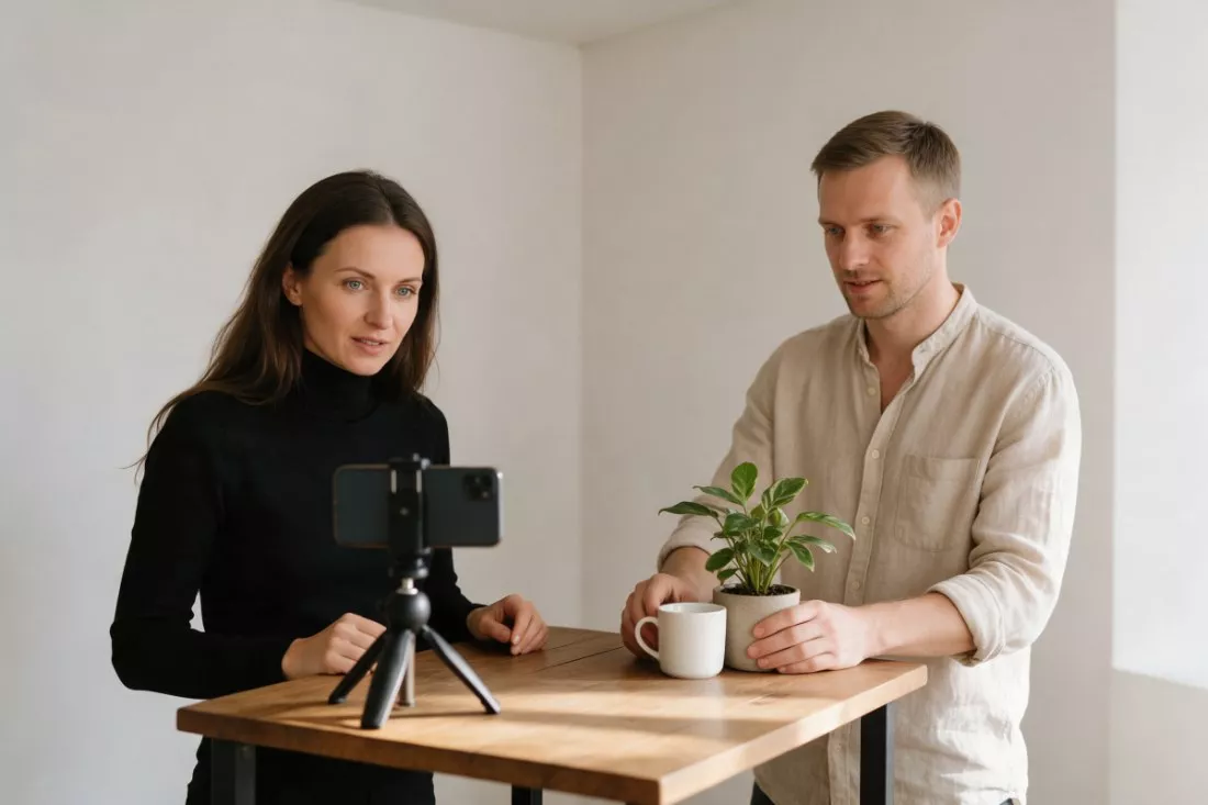 nagrywanie krótkiego wideo produktowego w studiu