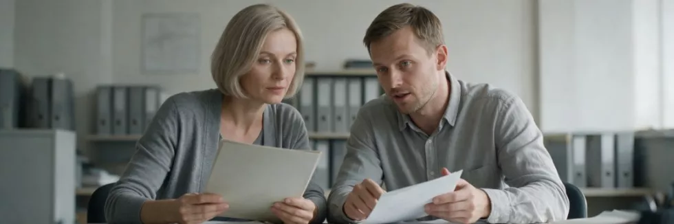 kierowniczka wydziału omawia sprawy z urzędnikiem