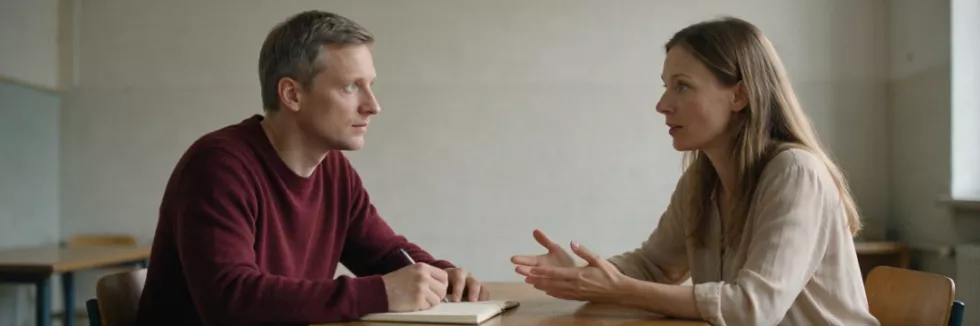 pedagog rozmawia z matką ucznia