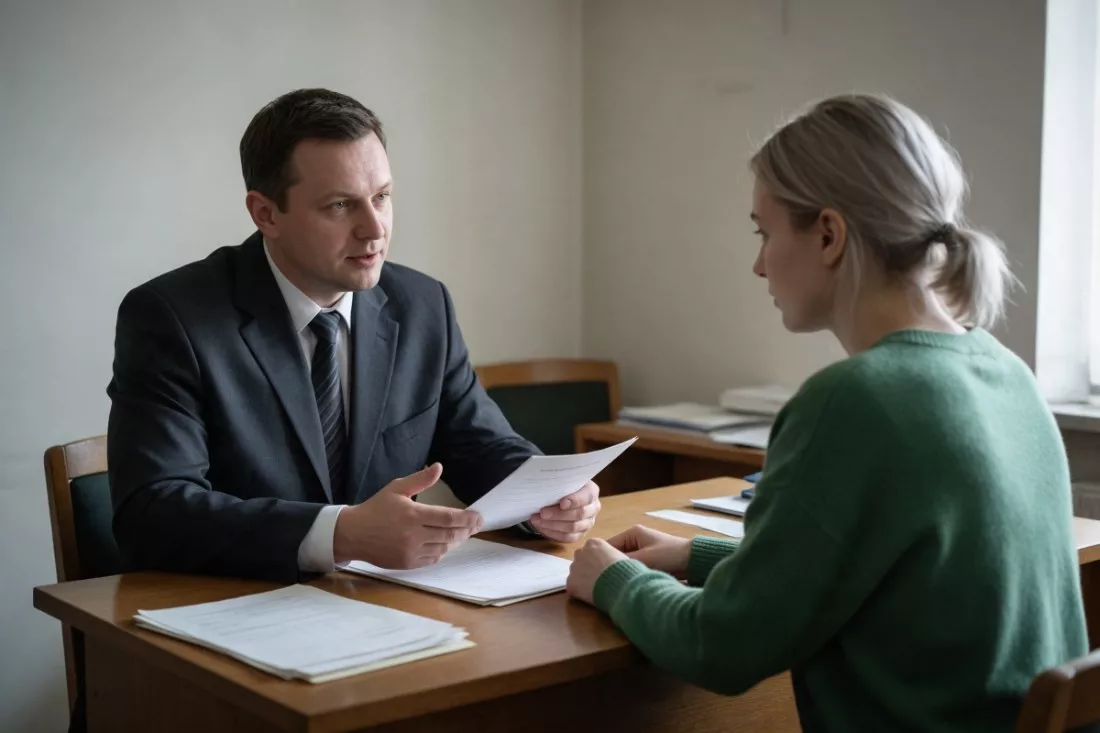 urzędnik stanu cywilnego rozmawia z interesantką