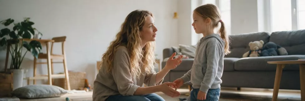 mama spokojnie rozmawia z córką