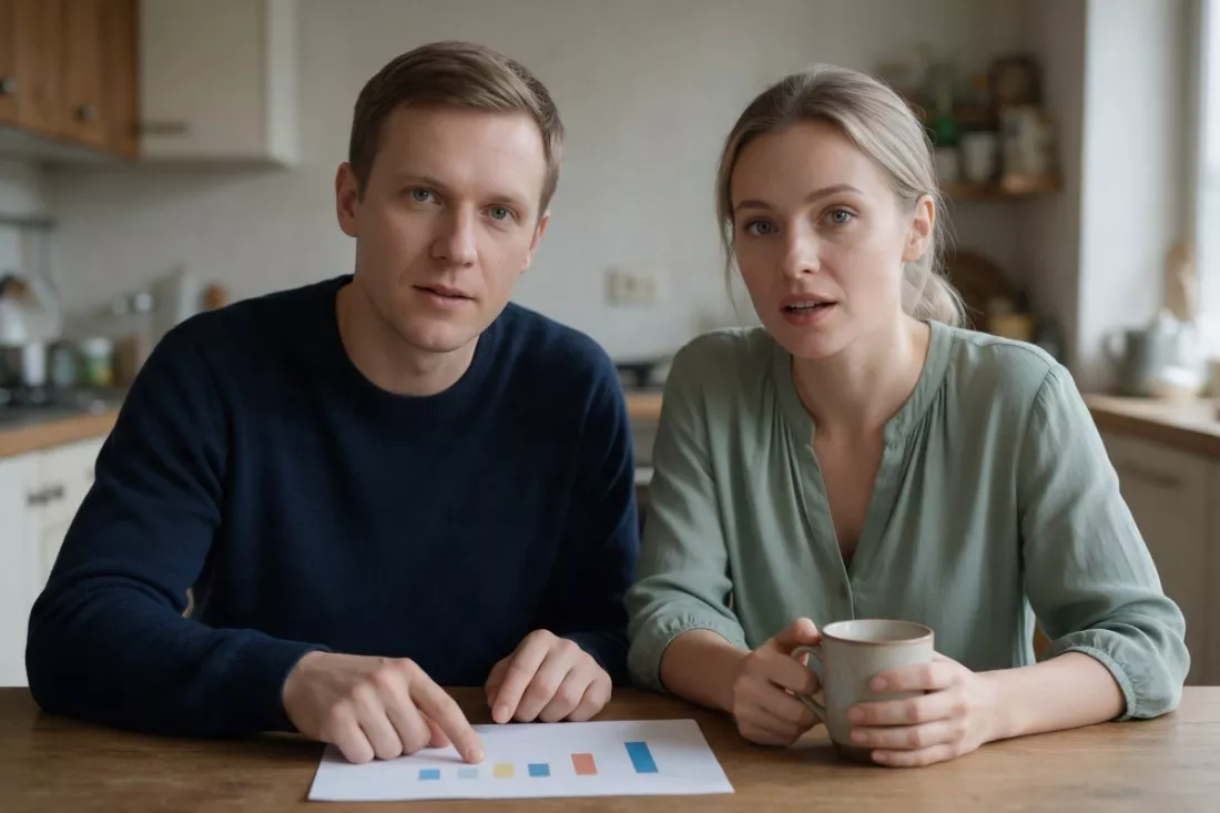 doradca finansowy u klientki w kuchni