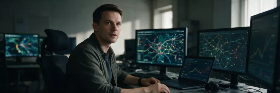 analityk cyberbezpieczeństwa przy monitorach
