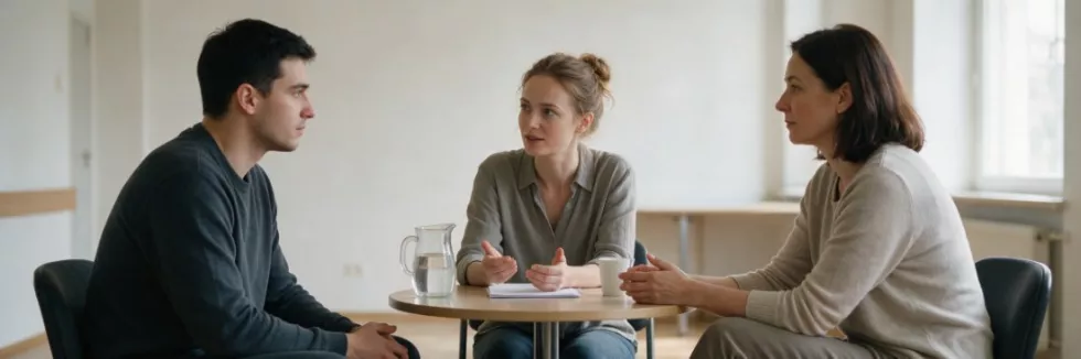 mediatorka podczas rozmowy dwóch osób