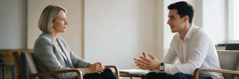 coachka rozmawia z młodym przedsiębiorcą
