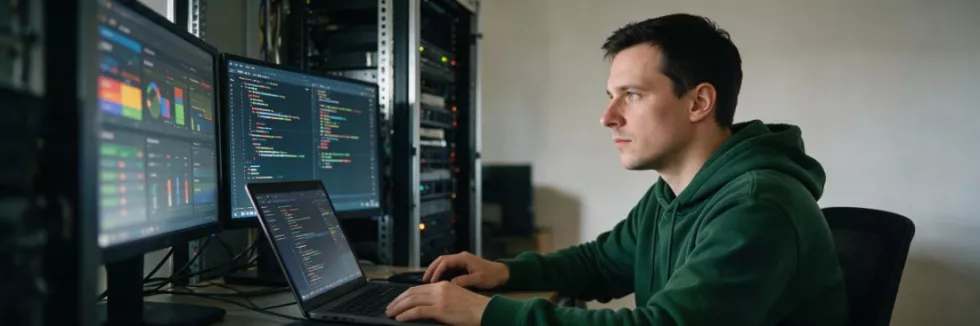 inżynier DevOps przy monitorach i serwerach
