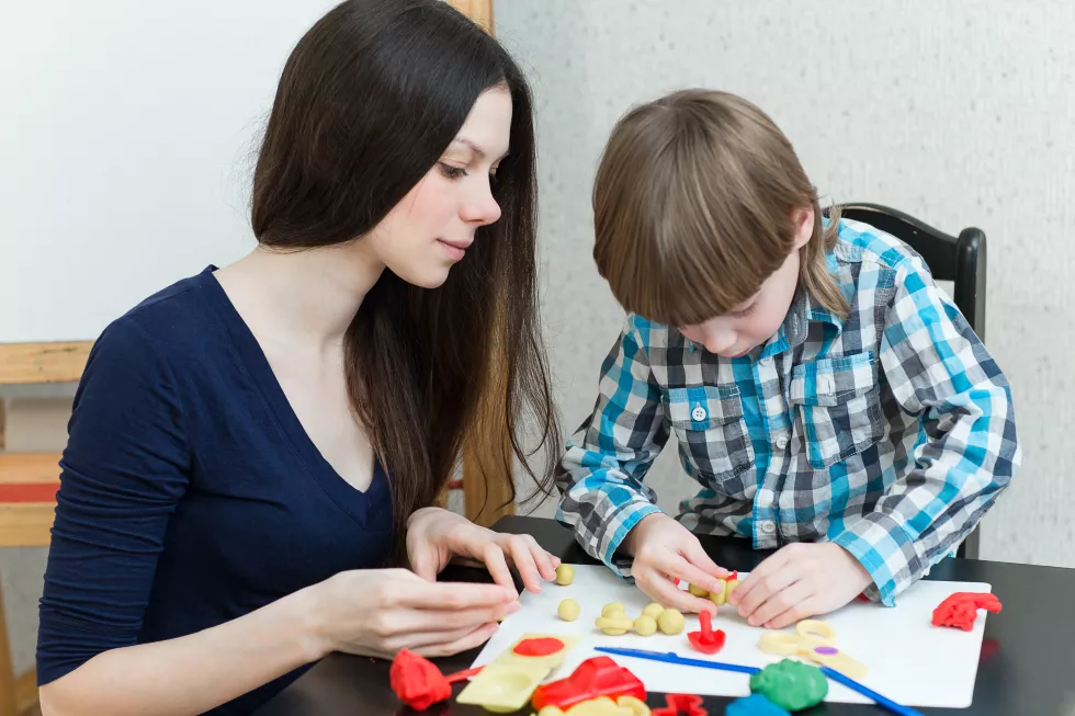 child-kid-boy-mother-play-colorful-clay
