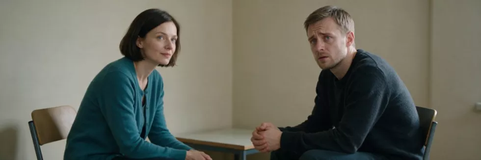 psycholożka rozmawia z mężczyzną w kryzysie
