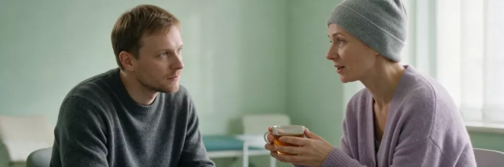 psycholog rozmawia z pacjentką onkologiczną