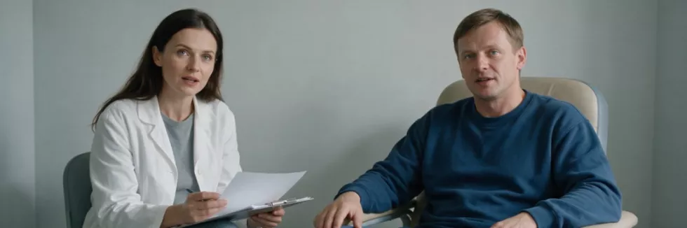 psycholożka kliniczna konsultuje pacjenta onkologicznego