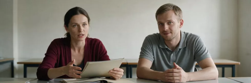 kierowniczka ośrodka omawia plan z pracownikiem