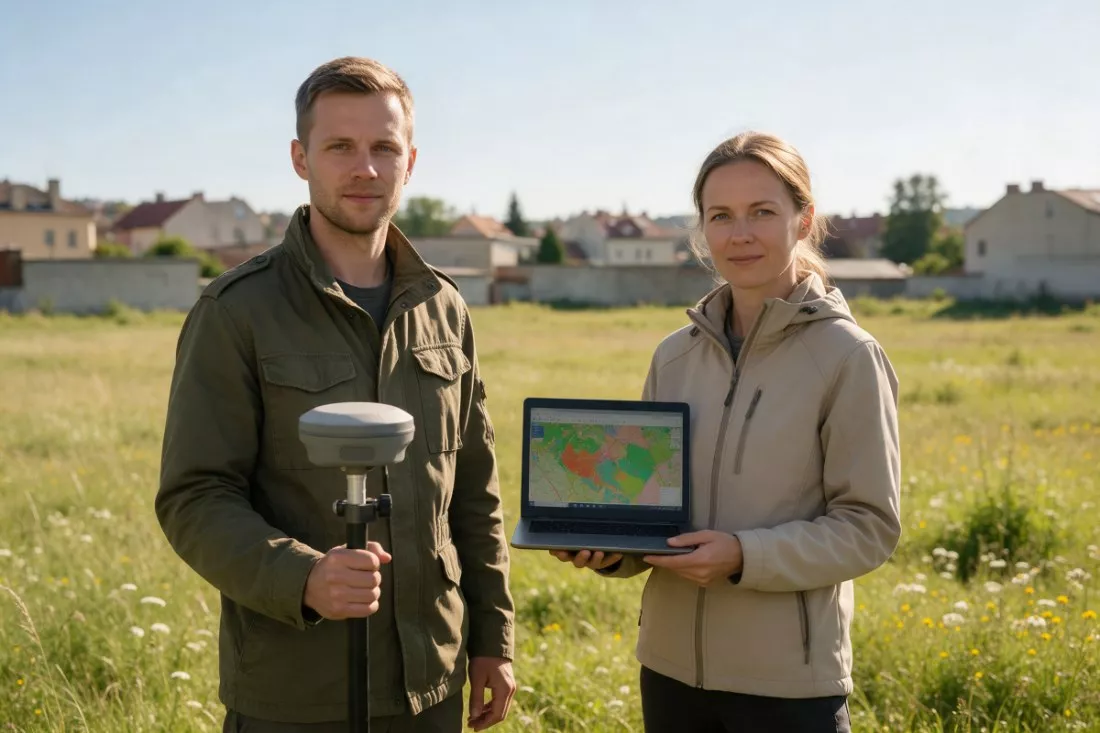 geoinformatycy zbierają dane w terenie
