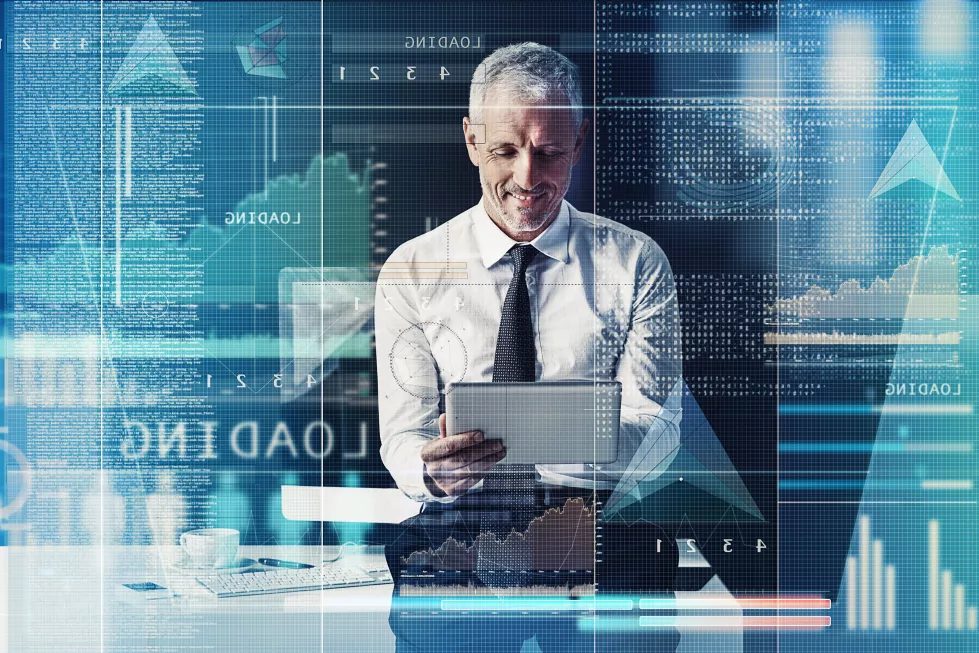 overlay-graph-businessman-tablet-finance-analysis-website-fintech-research-office-professional-person-digital-tech-stock-trading-cryptocurrency-online-investment