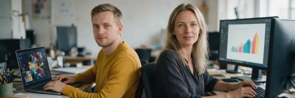 marketingowiec i specjalistka analizują kampanię