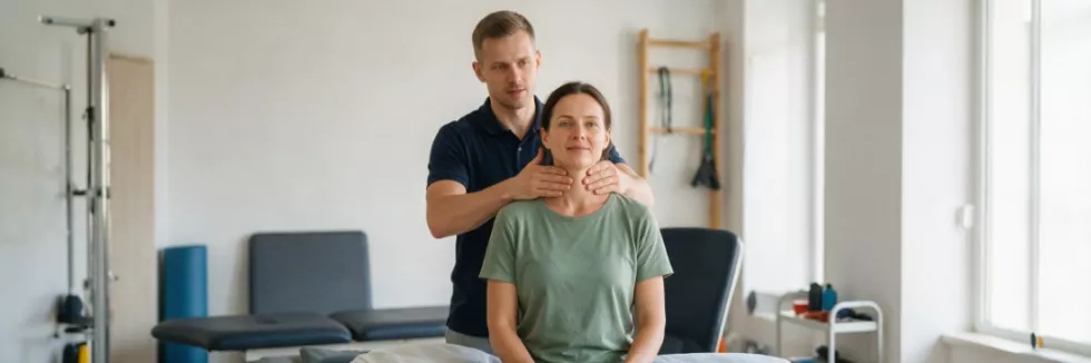 fizjoterapeuta rozluźnia kark pacjentki