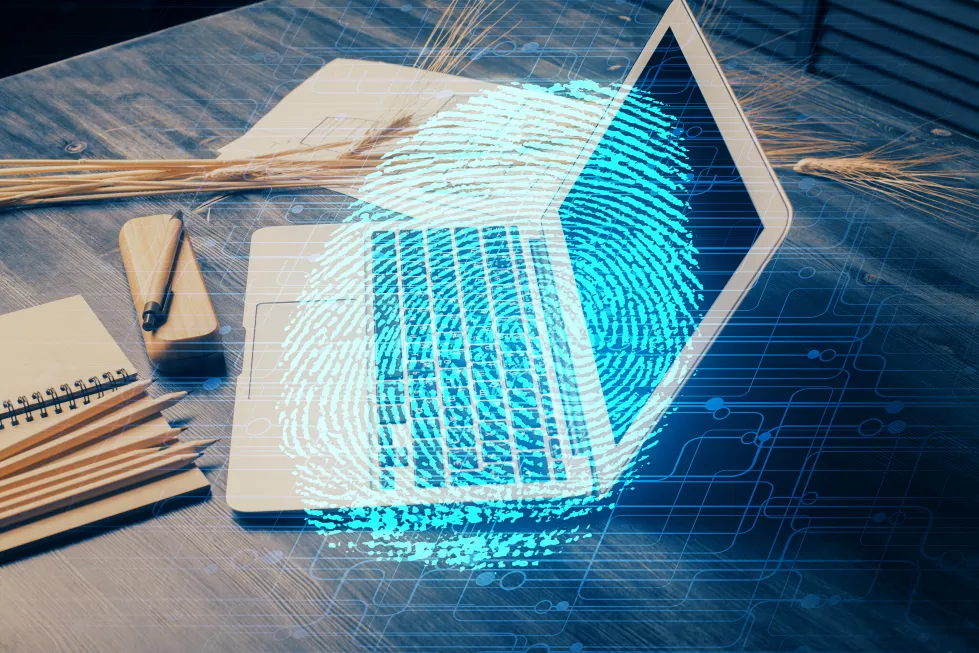 computer-desktop-office-with-finger-print-drawing-double-exposure-concept-business-data-security