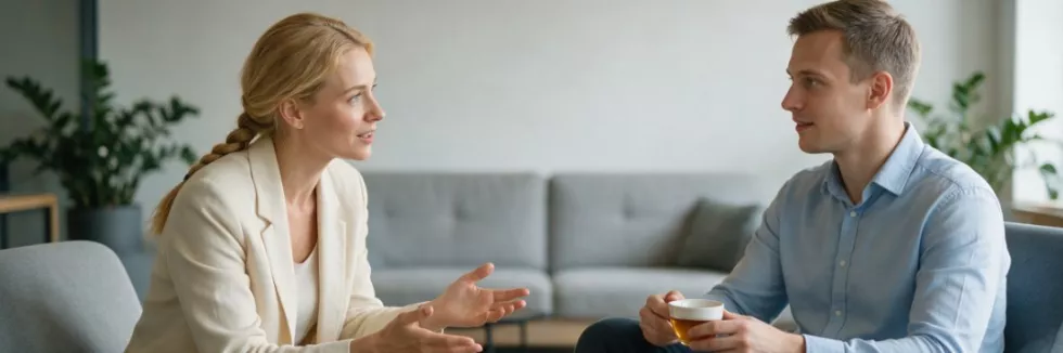 specjalistka ds. dobrostanu rozmawia z pracownikiem