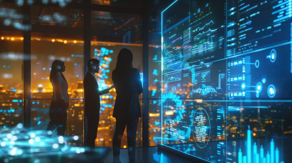 image-shows-group-people-standing-front-large-transparent-display