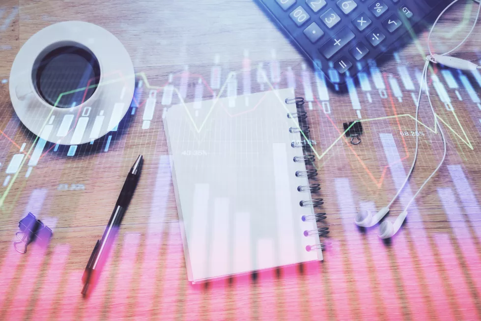 multi-exposure-forex-chart-drawing-work-table-top-veiw-concept-financial-analysis