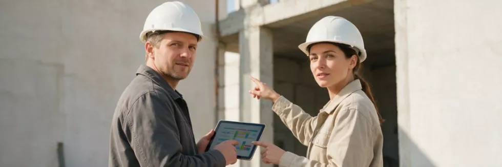 kierownik projektu z inżynierką na budowie