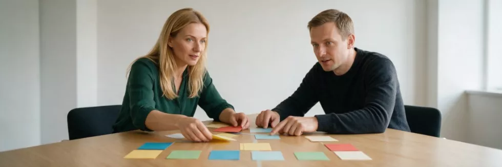menedżerka HR i kierownik planują strukturę firmy