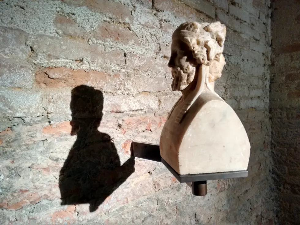 bust-sculpture-against-wall