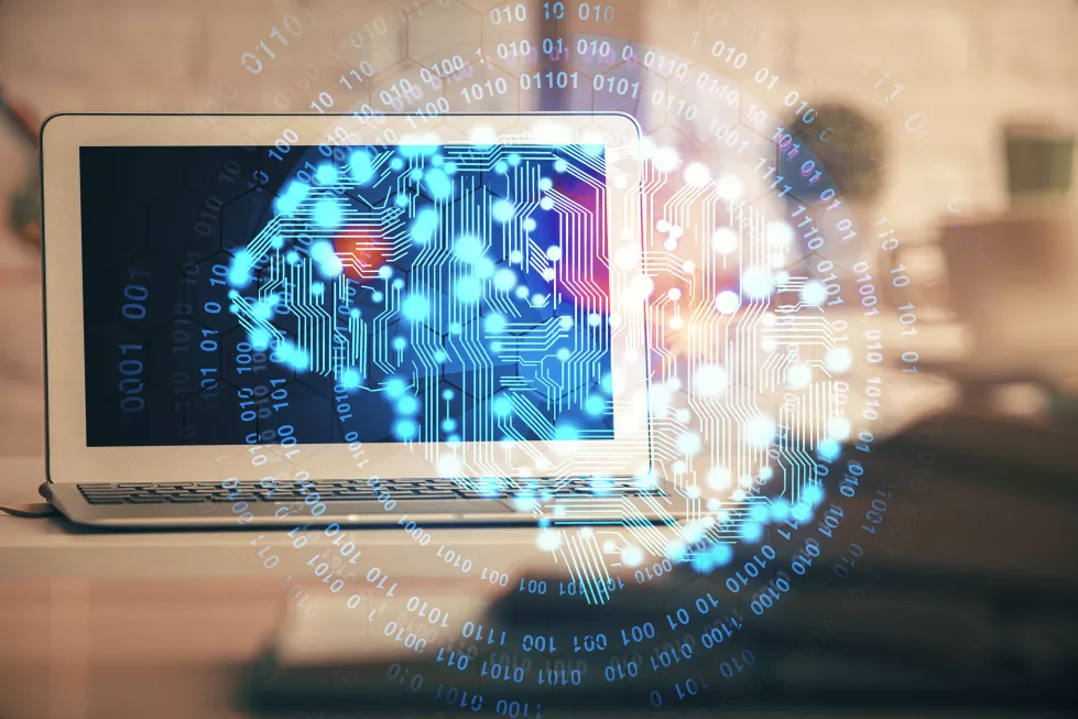 double-exposure-work-space-with-computer-human-brain-drawing-hologram-brainstorm-concept