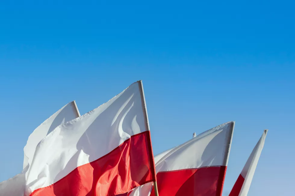 group-red-white-flags-polish-state-flutter-wind