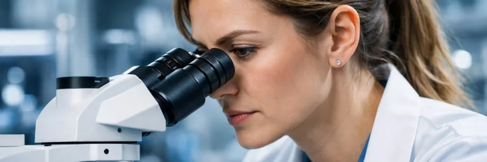 Psychoneuroimmunologia-PNI-test-badaczka-przy-mikroskopie-w-laboratorium