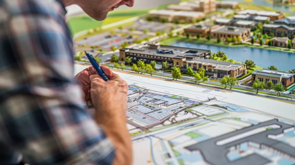 illustrate-architect-working-mixeduse-development-project-drawing-detailed-plans-that-integrate-residential-commercial-recreational-spaces-emphasize-complexity-innovation