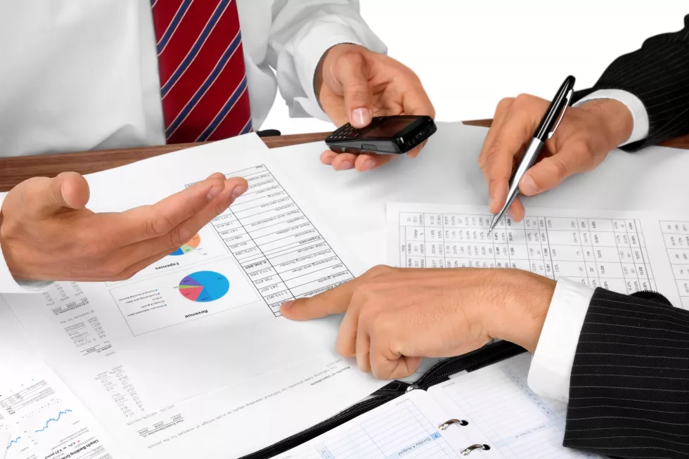 business-people-making-report-isolated-white