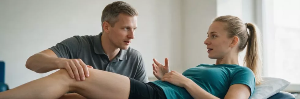 fizjoterapeuta bada kolano sportsmenki