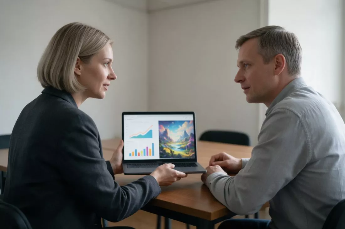producentka prezentuje projekt gry inwestorowi
