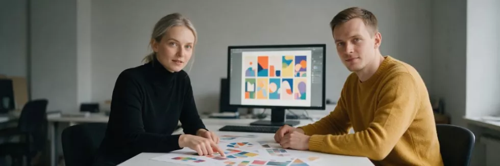 projektanci graficzni omawiają układ