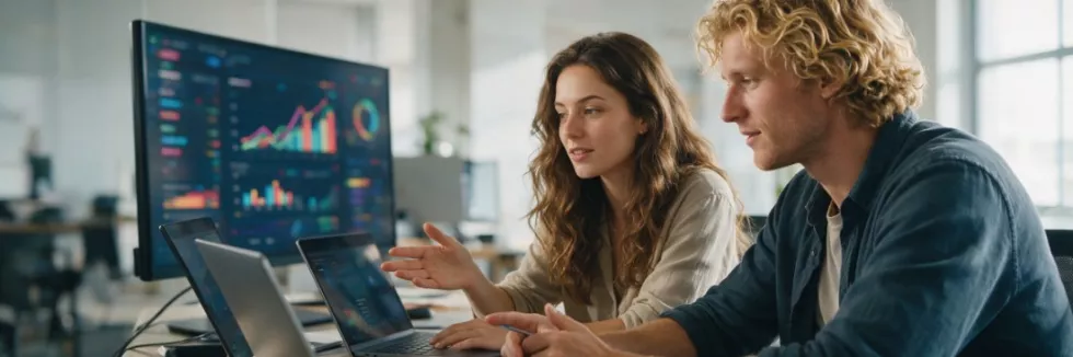 AI-w-marketingu-i-sprzedazy-test-Marketingowcy-analizuja-wykresy-sprzedazy-na-monitorach