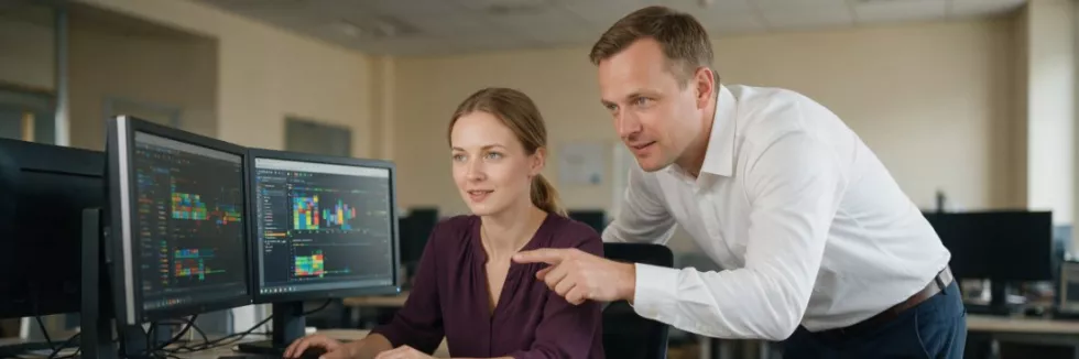 programistka SAP z konsultantem przy monitorach