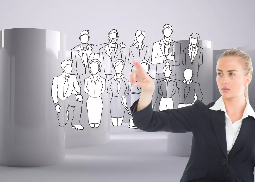 composite-image-blonde-businesswoman-pointing-somewhere